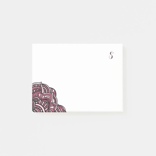 Black and Purple Medallion Monogram Post-it Notes (Front)