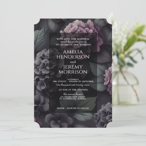 Black and Purple Moody Floral Invitation