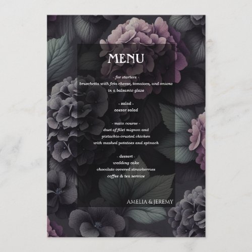 Black and Purple Moody Floral Menu