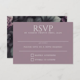 Black and Purple Moody Floral RSVP Card