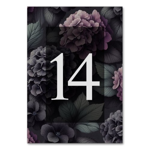 Black and Purple Moody Floral Table Number