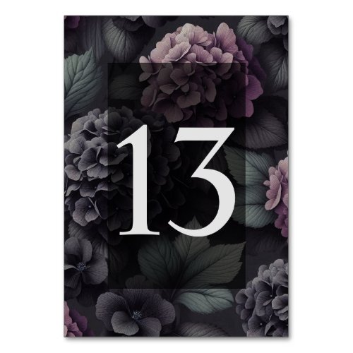 Black and Purple Moody Floral Table Number