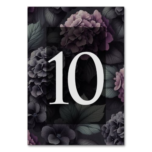 Black and Purple Moody Floral Table Number