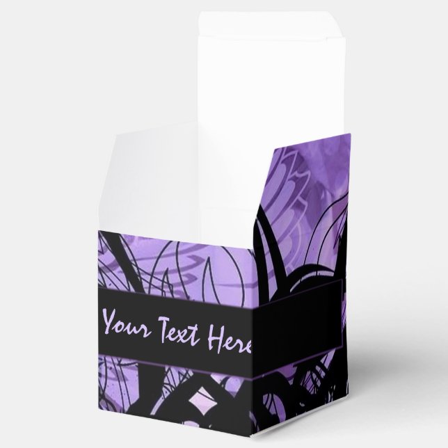 Black and Purple Pattern Cube Favor Box (Opened)