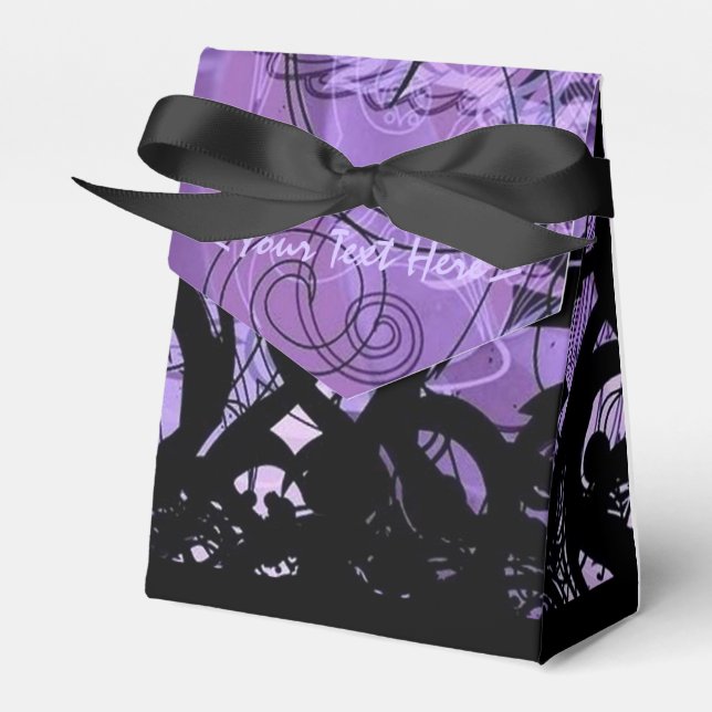 Black and Purple Pattern Personalized Favor Box (Front Side)