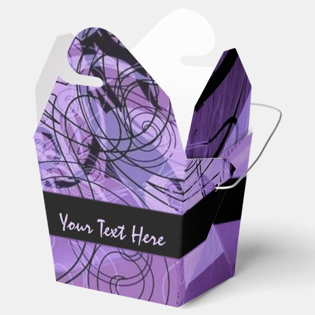 Black and Purple Pattern Take Out Favor Box (Opened)
