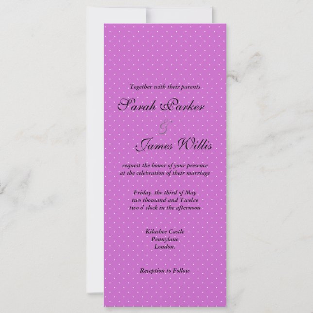 Black and purple Polka party/wedding invite (Front)