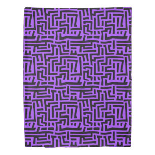 Black and Purple Pop Art Maze Pattern Duvet Cover