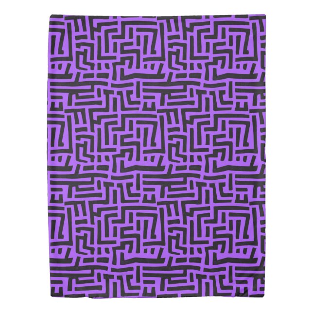 Black and Purple Pop Art Maze Pattern Duvet Cover (Front)