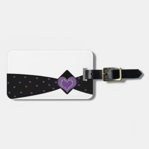 Black and Purple Ribbon Luggage Tag