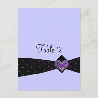 Black and Purple Ribbon Table Seating Card