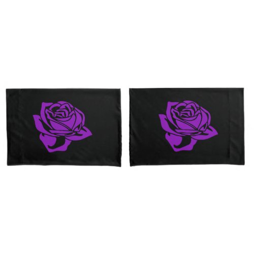Black and Purple Rose Pillow Case