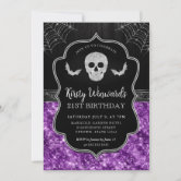 Vintage Black Skull  Halloween 50th Birthday Party Invitation