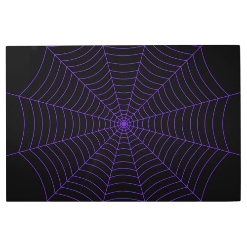 Black and purple spider web Halloween pattern Metal Print