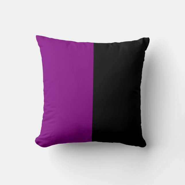 Black and Purple Split Color Throw Pillow (Front)