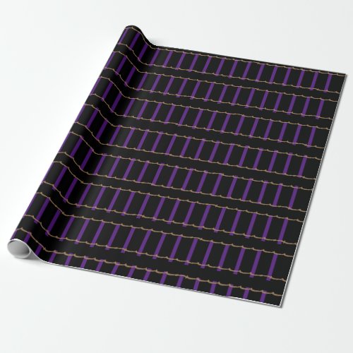 Black and Purple Stripe  Wrapping Paper