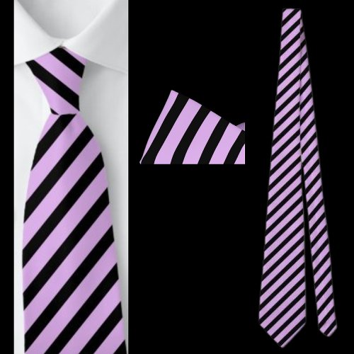 Black And Purple Striped Abstract Pattern Neck Tie