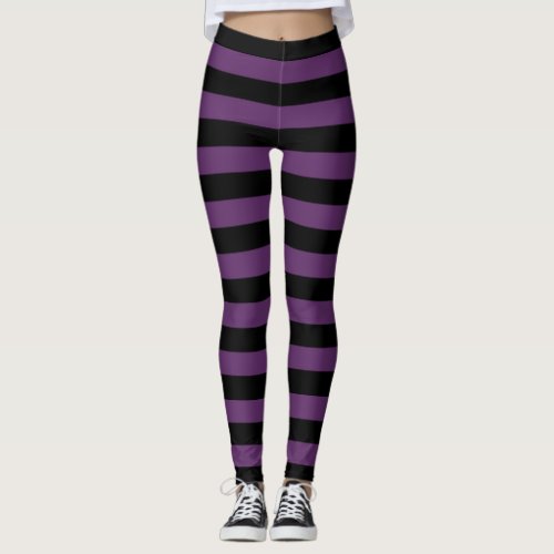 Black and Purple Striped Goth Leggings