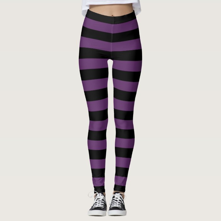 Black And Purple Striped Goth Leggings Zazzle Com