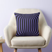 Black and Purple Striped Optical Illusion Pillow