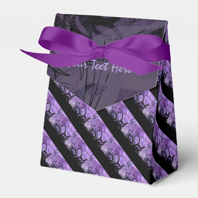 Black and Purple Striped Pattern Favor Box (Front Side)