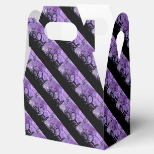 Black and Purple Striped Pattern Gable Favor Box