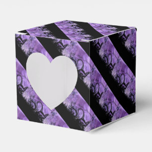 Black and Purple Striped Pattern Heart Favor Box