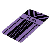Black and Purple Stripes Chevrons with Your Name Magnet (Left Side)