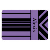 Black and Purple Stripes Chevrons with Your Name Magnet (Horizontal)