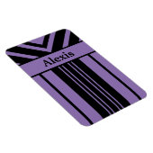 Black and Purple Stripes Chevrons with Your Name Magnet (Right Side)