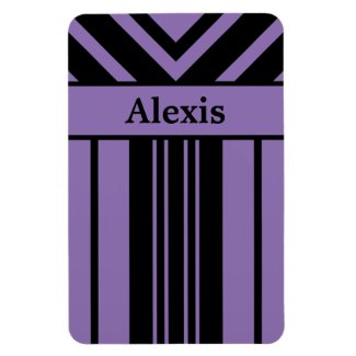 Black and Purple Stripes Chevrons with Your Name Magnet