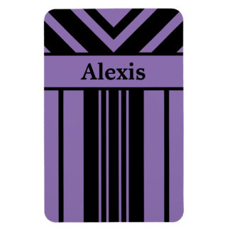 Black and Purple Stripes Chevrons with Your Name Magnet