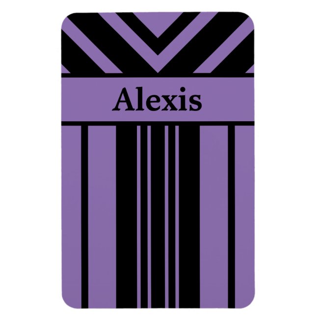 Black and Purple Stripes Chevrons with Your Name