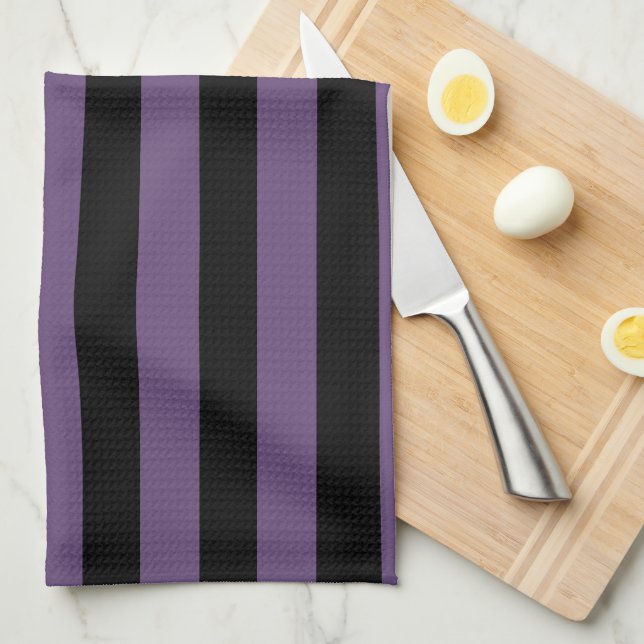 Black and Purple Stripes Pattern Kitchen Towels (Quarter Fold)