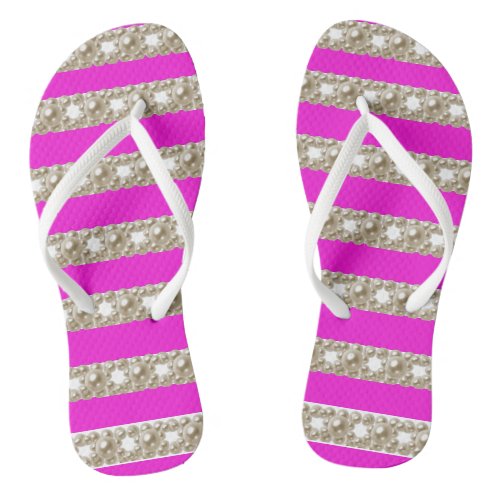 Black and purple Stripes With Stylish pearls  Flip Flops