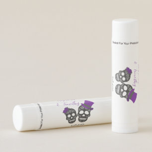 Black and Purple Sugar Skull Wedding Lip Balm