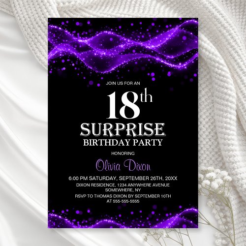 Black and Purple Surprise 18th Birthday Party