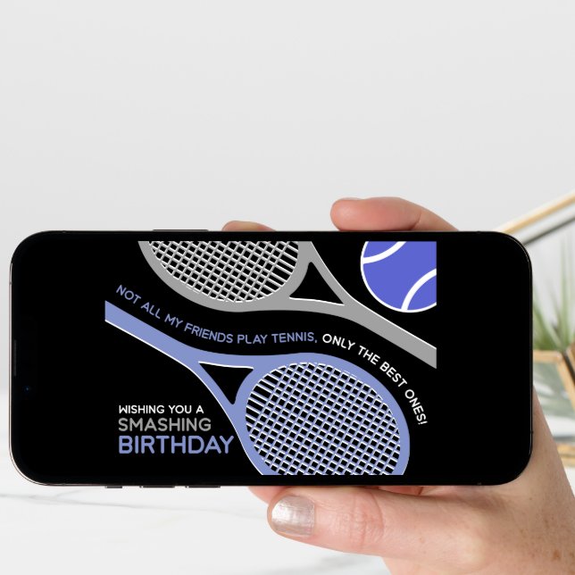 🎾 🖤 black and purple Tennis Birthday Card (Front Digital)