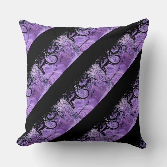 Black and Purple Tiled Pattern Pillow (Front)