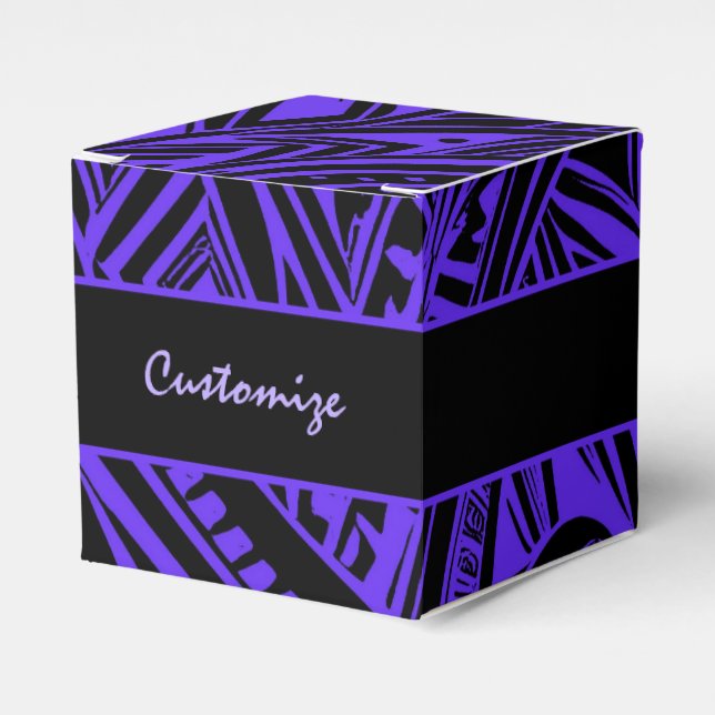 Black And Purple Tribal Abstract Cube Favor Boxes (Front Side)
