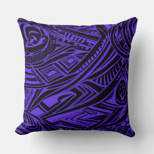 Black And Purple Tribal Abstract Throw Pillow