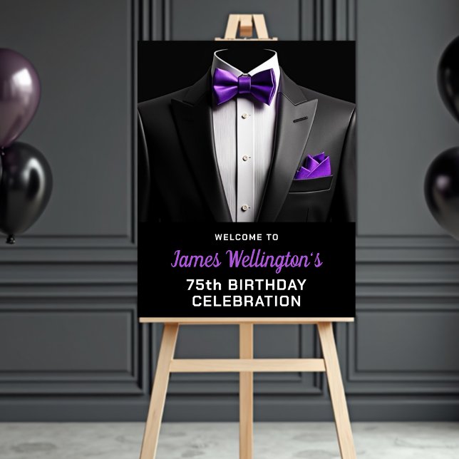 Black and Purple Tuxedo Birthday Event Foam Board (Creator Uploaded)
