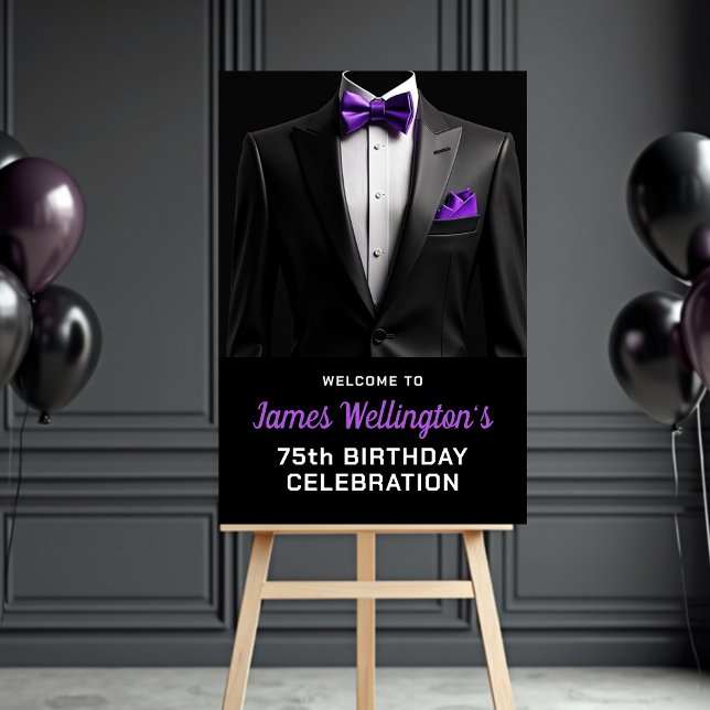 Black and Purple Tuxedo Birthday Event Foam Board (Creator Uploaded)