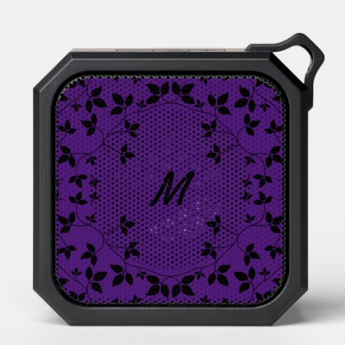 Black and Purple Vines with Monogram Initial Bluetooth Speaker