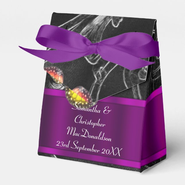 Black and purple wedding favor boxes (Front Side)