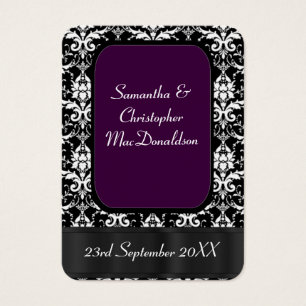 Black, and purple wedding favor thank you tag