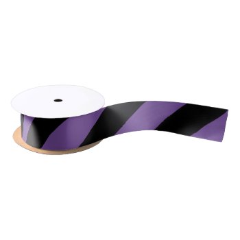 Black And Purple Wide Stripe Satin Ribbon by HoundandPartridge at Zazzle