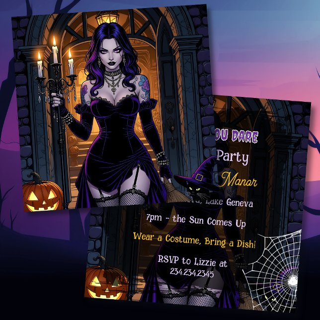 Black and Purple Witch | Halloween Party Invitation (Creator Uploaded)