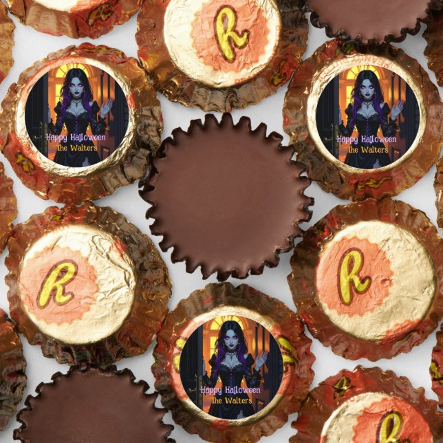 Black and Purple Witch Personalized Halloween Reese's Peanut Butter Cups (Assorted)