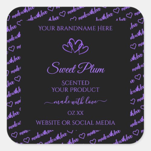 Black and Purple Words Cloud Product Labels Hearts